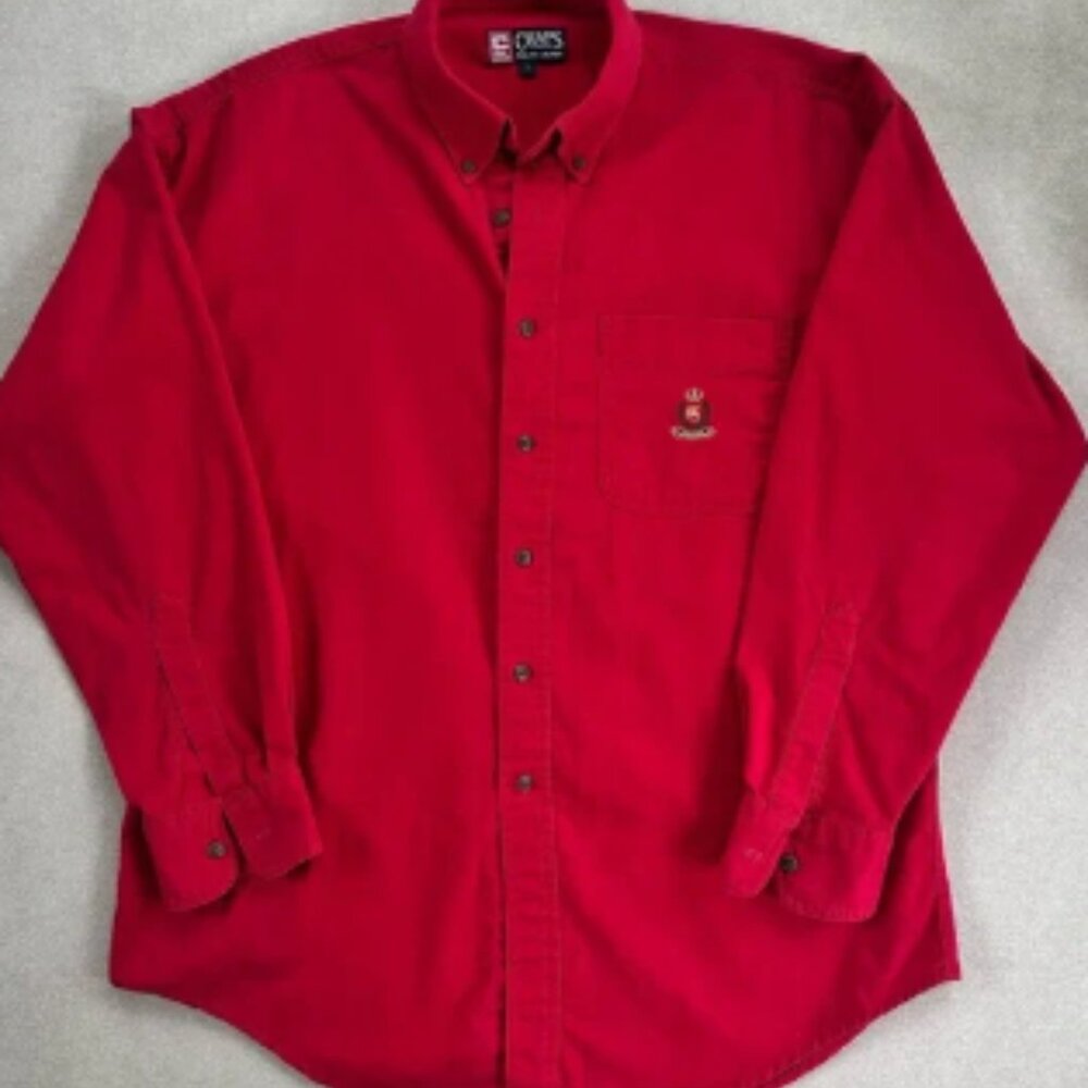 Vintage Chaps Ralph Lauren Red Button Down Shirt. Large. Cotton.